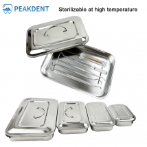 Autoklavierbares Tablett für zahnärztliche Instrumente mit Deckel, Edelstahl, chirurgische medizinische Desinfektionsbox, rechteckiger Sterilisationsbehälter