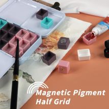 SeamiArt 50 Stück magnetische Halbpfannen, vier Farben für Aquarellröhre, Unterpaket, Blechdose, Palette, Malwerkzeuge, Kunstbedarf