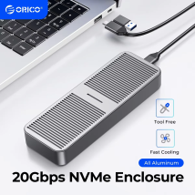 ORICO 20 Gbit/s M2 NVMe SSD-Gehäuse, komplett aus Aluminium, M.2 NVMe SSD-Gehäuse, USB3.2 GEN2 x2 Typ C für M.2-Festplatte bis zu 2 TB C