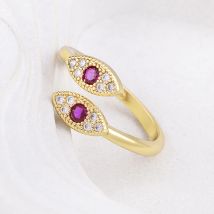 Fashion Lucky Turkish Evil Eye Rings For Women Adjustable Gold Plated Zircon Couple Ring Trend Wedding Band Party Jewelry Gift