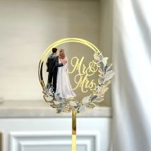 Goldene Acryl Mr&Mrs Love Hochzeitstorte Topper Holz Braut und Bräutigam Kuchen Topper für Hochzeit Verlobung Party Kuchen Dekorationen
