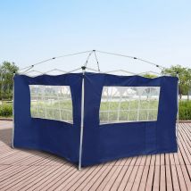 Outsunny 2 Paredes Laterales 2x3m con Ventanas para Carpa 3x3 3x6 3x9 Azul