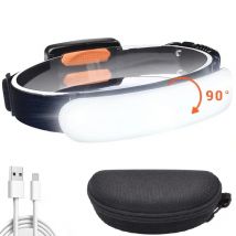 LETOUR Wide Flood Headlamp 1500 Lumens Rechargeable Bright Flashlight Outdoor Fishing Headlight Waterproof Emergency Work Lamp