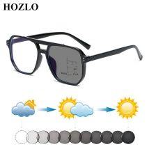 Gafas de sol fotocromáticas multifocales progresivas con remaches de doble puente para mujer y hombre, gafas para presbicia cercana lejana