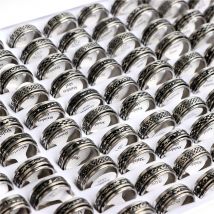 Commercio all'ingrosso 20/30/36/50/100 Pz/lotto Moda Nero Gocciolante Olio In Acciaio Inox Rotante Spinner Anelli Gioielli Per Le Donne Degli Uomini