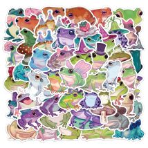 50 Stück niedliche Frosch-Aufkleber, exquisite Handkonto-Materialien, Handyhüllen, Laptop-Koffer, Wasserbecher, wasserfeste Aufkleber