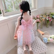 Gaze Baumwolle Sling Kleid Stereoskopischen Großen Schmetterling Dekoration Kinder Mädchen Vestido Sommer Prinzessin Hochzeit Geburtstag Party Kleider