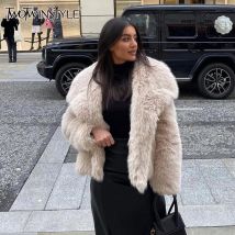 TWOTWINSTYLE Solide Temperament Jacken Für Frauen Revers Langarm Patchwork Tasten Designer Mäntel Weibliche Mode Stil Kleidung