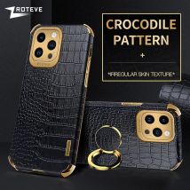 For iPhone16 Pro Max Zroteve Plating Silicone Crocodile Leather Cover For iPhone 16 15 14 11 12 13 Mini SE 2 iPhone15 Plus Case