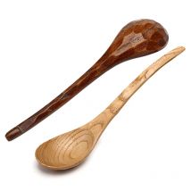 2Pcs Wooden Spoon Long Handled Ramen Soup Spoon Big Japanese Style Kids Rice Dessert Cereal Dinning Spoon Wood Kitchen Tableware