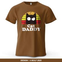Cat Daddy Bedrucktes Herren-T-Shirt aus 100 % Baumwolle, übergroß, verspielte Retro-Grafik-T-Shirts für Damen, Tops, T-Shirts, lässige Streetwear