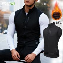 WOSAWE Cycling Warm Vest Winter Windproof 2 Way Zippers Thermal Fleece Outdoor Sports Waistcoat﻿ Winter Sleeveless Bike Clothes