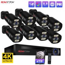 4K 8MP 8CH POE Sistema di telecamere di sicurezza esterna 4/6/8 pezzi Telecamera di sorveglianza in metallo Kit CCTV per visione notturna a colori audio impermeabile