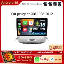 Android 15 Auto Radio Carplay Auto Player Für Peugeot 206 1998 1999 2000-2012 GPS Multimedia Head Unit Stereo Video 4G WIFI BT