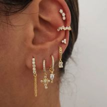 Neue Edelstahl Zirkonia Creolen Für Frauen Kleine Anhänger Knorpel Helix Tragus Ohrring Piercing Schmuck