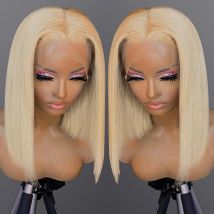 613 honigblonde farbige Echthaar-Perücken für Frauen, Echthaar, Remy-Brasilianer, günstig, gerade, kurze Bob-Perücke, 8, 10, 12, 14, 16 Zoll