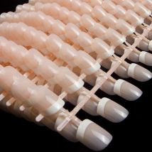 10 Sets pro Los, nackte französische Acrylnägel, rund, kurz/quadratisch, süße Süßigkeiten, künstliche Nägel, Damen-Fingerdekoration, Alltagskleidung, 240 Stück