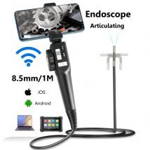 Obiettivo da 8.5mm 360 gradi 2 vie rotativo articolato telecamera per endoscopio industriale endoscopio per ispezione di riparazione auto con 8 LED