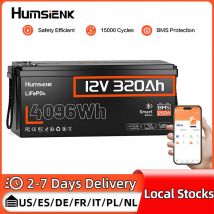 Humsienk 12V 300Ah (320Ah) Batteria al litio ferro fosfato Bluetooth integrata 250A BMS Grandi celle A+ per campeggio, canottaggio, pesca