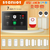 Staniot-sistema de alarma para el hogar de 7 pulgadas, Kit de protección de seguridad inteligente Tuya, inalámbrico, WiFi, 4G, sirena fuerte integrada de 115dB, batería de 5000mAh,Soporta 8 zonas