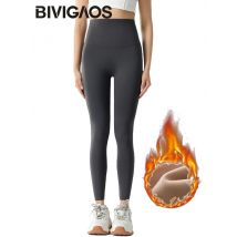 BIVIGAOS jesienno-zimowa wysokiej talii legginsy Shark damskie bezszwowe polarowe ciepłe legginsy szczupłe cienkie Casual legginsy sportowe Fitness