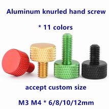 5pcs/lot M3 M4 Aluminum alloy Knurled Thumb Screw Tighten Hand Screw m3 m4*6/8/10/12mmanodized 11 colors