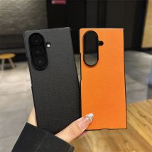 Leder Textur Matt Lichee Muster Bumper Handyhülle für Samsung Galaxy Z Fold 7 6 5 4 5G Fold7 Fold6 Fold5 Schutzhülle