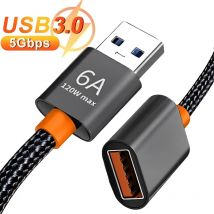 USB 3.0-Verlängerungskabel, Buchse auf Stecker, Verlängerungskabel, 6 A, Hochgeschwindigkeitsübertragungsdatenkabel für Computer, TV, Kamera, Laptop, Drucker