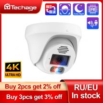 Techage H.265 5MP 8MP 4K POE Telecamera IP AI Rilevazione umana Visione notturna a colori Telecamera dome interna per sistema NVR Video sorveglianza