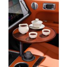 YZ Car Water Cup Extended Table Board Solid Wood Suspended 360° Rotation Food Drink Tray Portable Office Table Accessories
