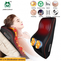 Jinkairui Cuscino da massaggio 3 in 1 per collo, schiena, spalle, vita - Massaggiatore portatile per il corpo per auto e uso domestico Sollievo dal dolore Spina europea