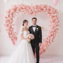 5D Pink Rose Artificial Flower Wall Arch Wedding Backdrop Fabric Floral Arrangement Window Display Event Party Props Flower Row