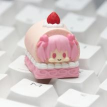 Puella Magi Madoka Magica Tastenkappen, Kuchenrollen-Themenserie, Kaname Madoka-Harz, geschichtete Tropfgel-Tastenkappen für mechanische Tastaturen