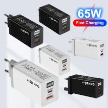 65 W GaN USB C Ladegerät PD Typ C Schnellladung Mobiler Handy-Wandadapter für iPhone 15 Xiaomi 14 Samsung