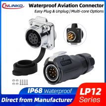 CNLINKO LP12 Halbmetall-wasserdichter elektrischer Steckverbinder M12 IP68 Industriestecker und Steckdosen-Set für Outdoor-Maschinen im Automobilbereich