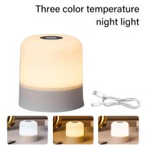 1 Stück Touch-Sensor-LED-Nachtlicht mit Fernbedienung, wiederaufladbare Nachttischlampe, weiß, 3 Farben, dimmbar, für Raumdekoration