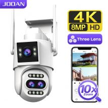 JOOAN 4K 8MP WiFi Telecamera di Sorveglianza Esterna A Tre Lenti Doppio Schermo Zoom Ottico PTZ Telecamera IP Auto Tracking CCTV Cam di Sicurezza