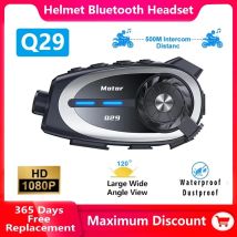 Q29 Interfono per casco moto Auricolare Bluetooth Telecamera wireless HD 1080P Obiettivo super grandangolare Videoregistratore WiFi impermeabile