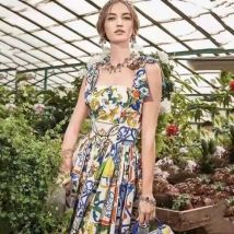 Midi-Blumenkleid für Damen, 2024, Sommer, blaues und weißes Porzellan, Spaghettiträger, Sommerkleid, bedruckt, lange Strandkleider, modische Vestidos