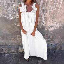 Frühling Sommer Neue Lose Maxi Kleid Für frauen Sommer Stilvolle Ärmellose Blume Feste Beiläufige Dame Strand Urlaub Lange Kleider