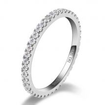 1,4 mm echter Moissanit-Ring voller Ewigkeits-Ehering für Frauen, 925er Sterlingsilber, 18 Karat Weißgold vergoldet, D VVS1-Diamantschmuck