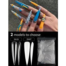 500 stücke Tasche Stiletto Lange Wasser Tropfen Falsche Nagel Tipps Transparent Volle Abdeckung Drücken Auf Acryl Künstliche Nägel Anhaltende Druck na