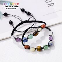 1PC Natürliche Kristall Chakra Rolling Stones Hand Stricken Net Armband Alltägliche Passende Kleidung Party Geschenk