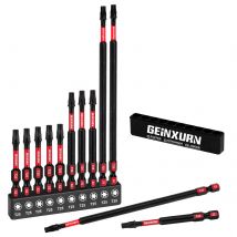 Geinxurn T25 Torx-Schraubendreher-Bit-Set, stoßfest, magnetisch, S2-Stern-Bit aus legiertem Stahl mit Aufbewahrungsorganisator