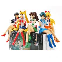 13.5cm Anime Sailor Moon Model Hino Rei Kolekcja akcesoriów samochodowych PVC Lalka Sailor Mars Jupiter Mercury Venus Figurki Zabawki Prezenty