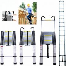 Lucn 4.4M-6M Scala di Prolunga In Alluminio Gancio Pieghevole Telescopico Rimovibile Antiscivolo 150KG Robusto Tetto Loft Magazzino Portatile