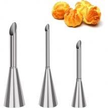 3-teiliges Set Edelstahl Puff Mund Kuchen Puff Creme Spritze Melker lange Spitze Design Backen Küchen werkzeug Backset Düse s