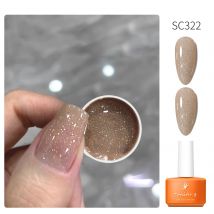 7 ml Glitzer-Pailletten, silberfarben, schimmernd, braun, Gel-Nagellack, Pailletten, semi-permanenter Lack, Soak Off UV/LED, glänzend, für Nägel, Kunst