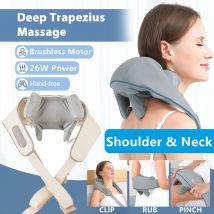 Foreverlily 26W Nacken- und Schultermassagegerät, kabellose Schulter- und Rückenknetmassage, Schal, Trapez, Halswirbelsäule, Masajeador