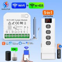 WiFi RF inteligentny przełącznik kurtyny, moduł inteligentnego życia Tuya do rolety rolet, pilot 5 w 1, Timer,Google Home Alexa